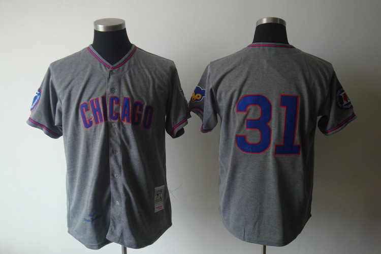 Mitchell And Ness 1968 Cubs #31 Fergie Jenkins Grey Stitched Throwback MLB Jersey - Click Image to Close